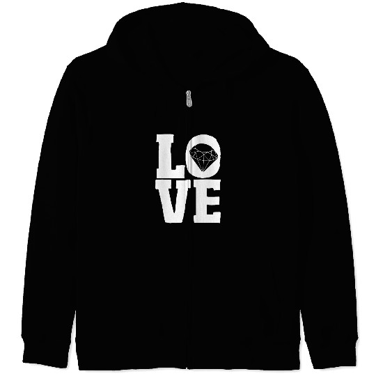 Jewelry Love Diamond Stone Jewellery Gemstone Zip Hoodies