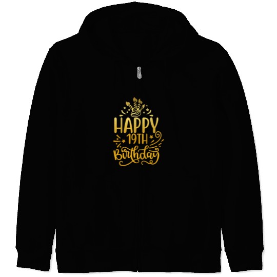 Happy 19th Birthday Presents 19 Year Old Gift Gold Zip Hoodies