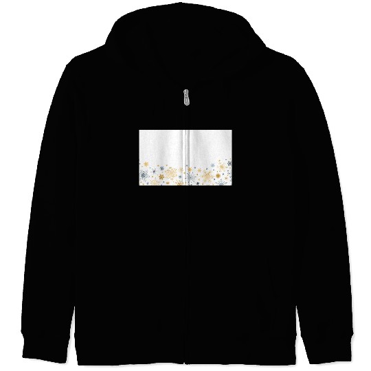 Elegant Snowflakes White Gold Silver Zip Hoodies