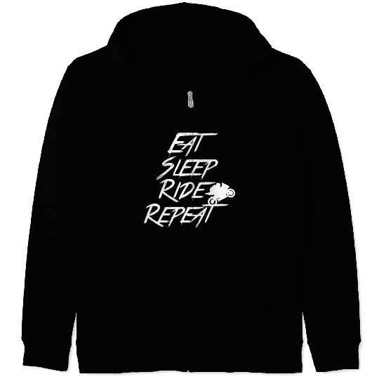 Motorcycle Eat Sleep Ride Repeat Graphic Zip Hoodies