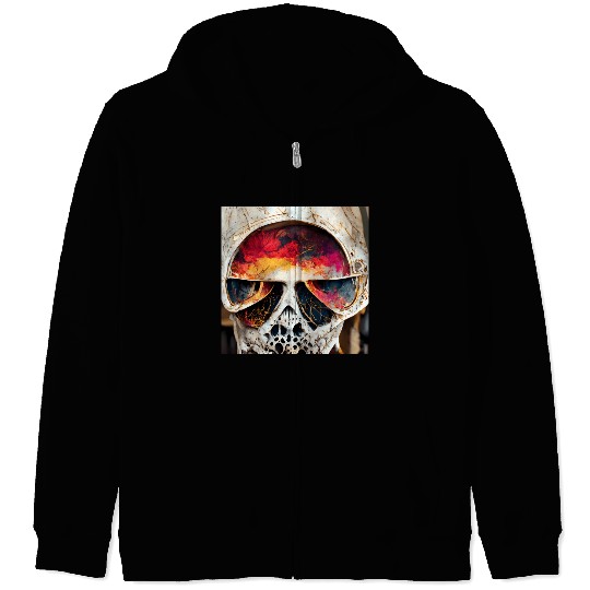 Extremely Realistic Skull in Abstract Art Zip Hoodies