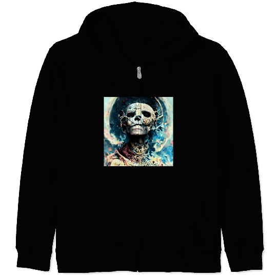 Extremely Realistic Skull in Abstract Art Zip Hoodies