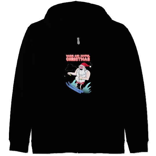 christmas and santa claus having summer fun Zip Hoodies
