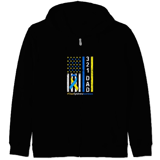 321 Dad Down Syndrome Awareness Zip Hoodies