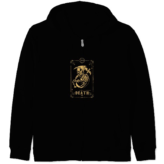 Scythe Skeleton Tarot Card Halloween Zip Hoodies