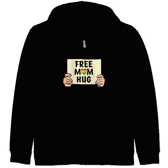 Free Mom Hugs LGBTQ Mother's Support Zip Hoodies