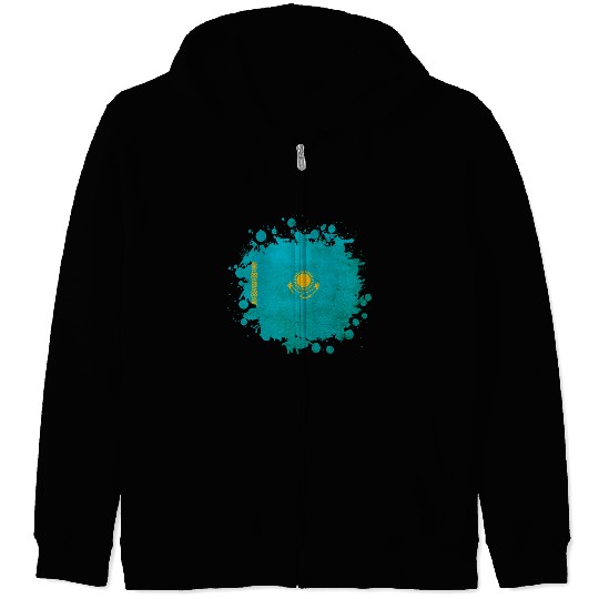 Kazakhstan vintage flag Zip Hoodies