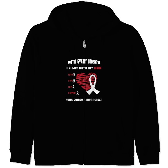 Faith Hope Love Support Squad Lung Cancer Dad Zip Hoodies
