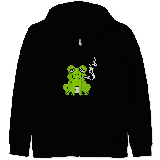 Stoned Weed Joint Frog Zip Hoodies