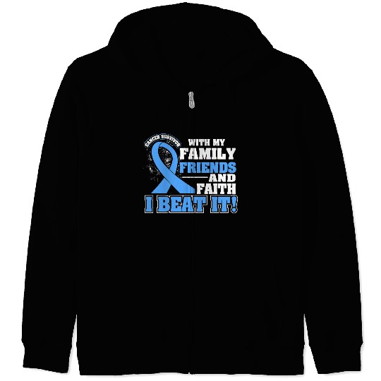 Family Faith I Beat It Prostate Cancer Awareness Zip Hoodies