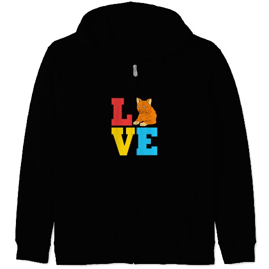 Orange Cat Lover I Love My Tabby Cat Zip Hoodies