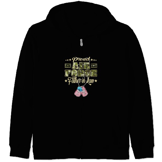 Proud Air Force Father In Law US Flag Dog Tags Zip Hoodies