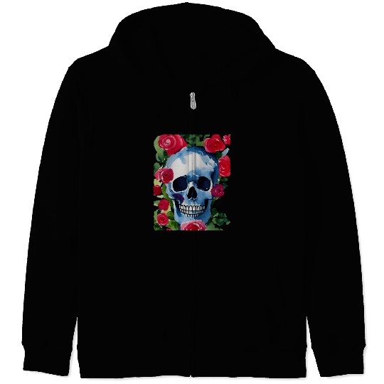 Skull and Roses - Garden Of Roses Zip Hoodies