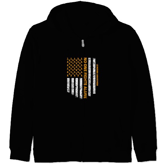 No One Fights Alone Usa Flag Leukemia Awareness Zip Hoodies