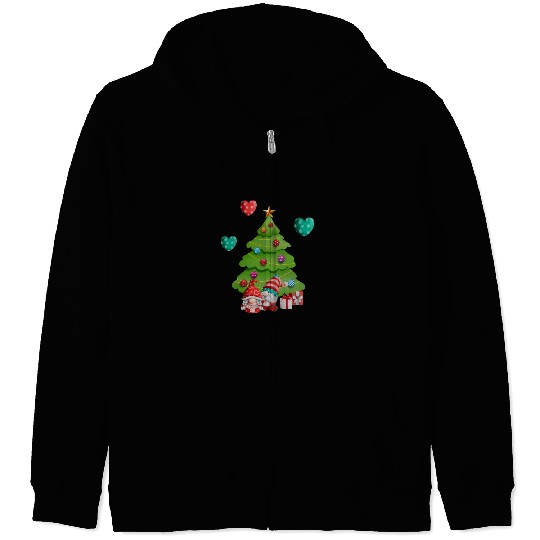 christmas is love, gnomes, christmas tree, love Zip Hoodies