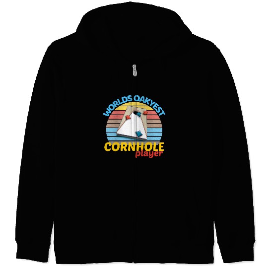 worlds oakyest cornhole player two Zip Hoodies