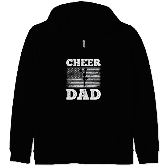 Cheer Dad American Flag Vintage Funny Cheerleader Zip Hoodies
