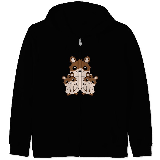 Happy hamster family kids Zip Hoodies