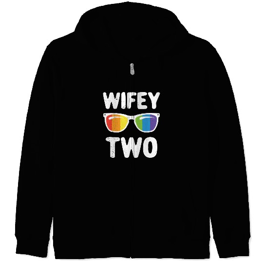 Wife Two Funny Lgbt Lesbian Couple LGBT Pride Gay Zip Hoodies
