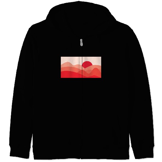 Minimalist Sun Red Zip Hoodies