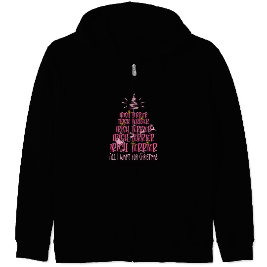 Irish Terrier Christmas Dog breed Christmas Tree Zip Hoodies