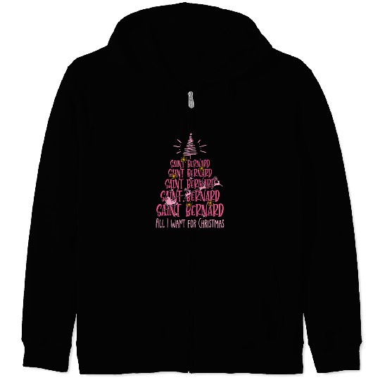 Saint Bernard Christmas Dog breed Christmas Tree Zip Hoodies