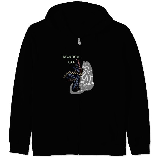 Beautiful Black Cat Zip Hoodies