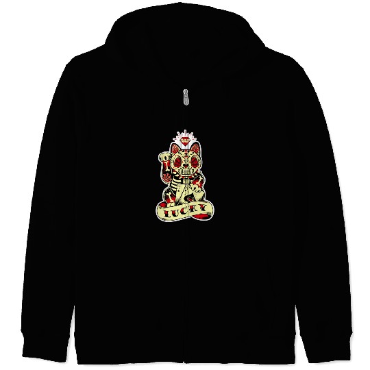 lucky cat Skull Candy Zip Hoodies
