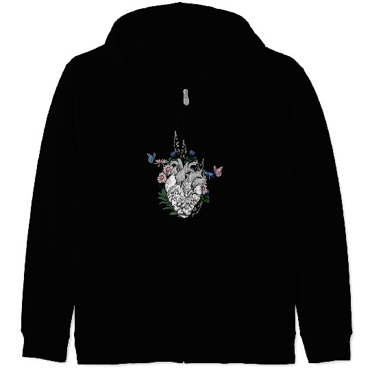 Atomical Heart Floral Nature Zip Hoodies