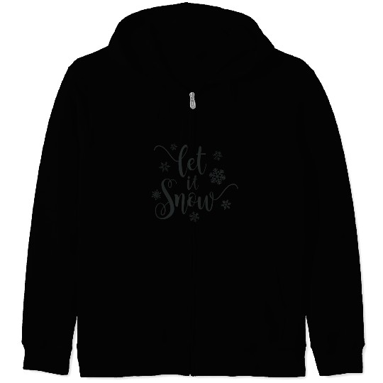 Simple Let it Snow Christmas Calligraphy Zip Hoodies