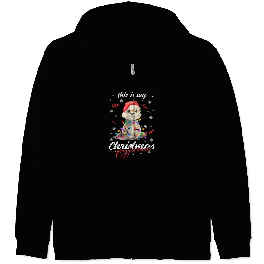 Winter Christmas Pyjama Otter Zip Hoodies