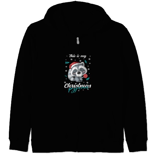 Winter Christmas Pyjama Raccoon Zip Hoodies