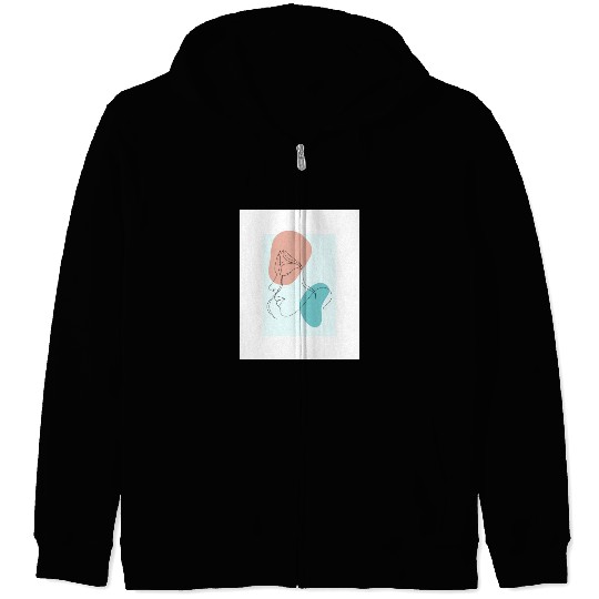 beige minimalist woman line art Zip Hoodies