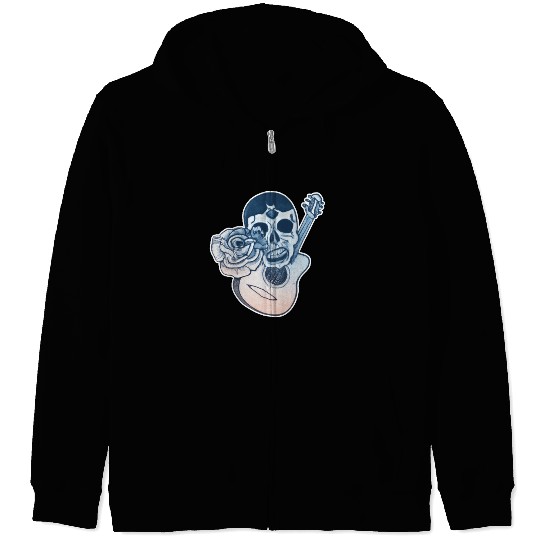 Grotesque Rock And Roll Skull & Guitar Zip Hoodies