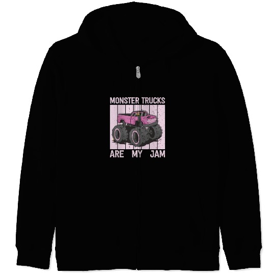 Monster Trucks Are My Jam Vintage Retro Zip Hoodies