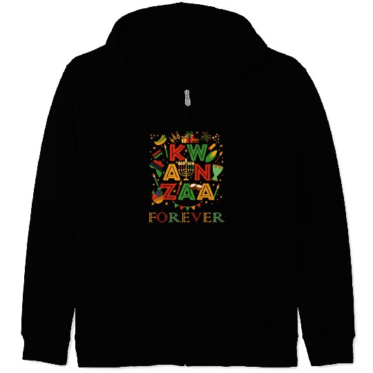 Happy Kwanzaa Forever Christmas Blessing Kinara Zip Hoodies