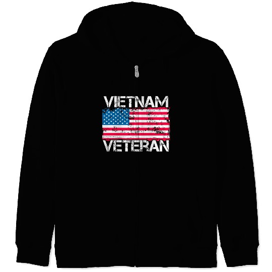 Vietnam Veteran Vintage Us Flag Military Vet Zip Hoodies