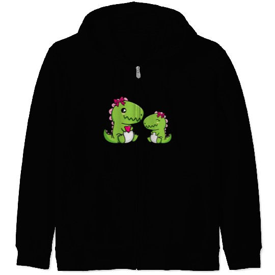 Big sister brother dino siblings boy girl heart Zip Hoodies