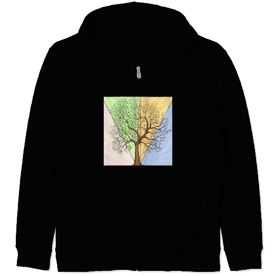 Four Seasons Trees Zip Hoodies