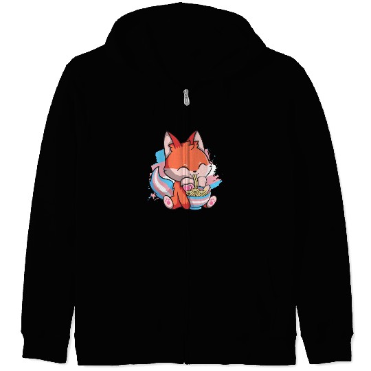 Transgender Pride Kawaii Fox Ramen Noodles Trans F Zip Hoodies