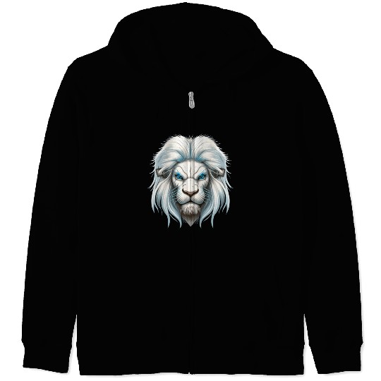 Lion, White Lion Zip Hoodies