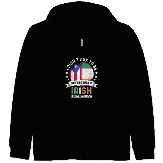 Puerto Rico Flag Ireland Grown Got Lucky Zip Hoodies