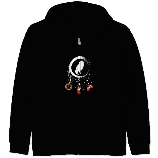 Winter dreamcatcher Christmas Owl Zip Hoodies