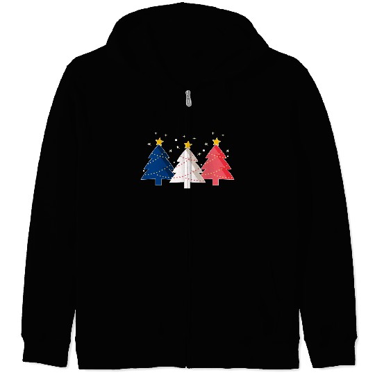 Christmas Tree French Flag France Zip Hoodies