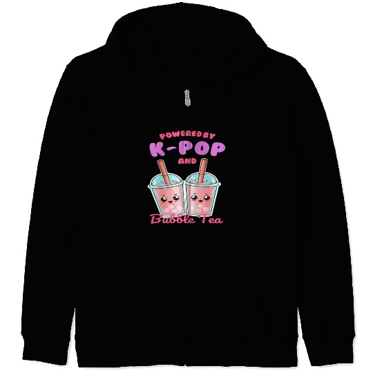 Powered By K POP And Bubble Tea Zip Hoodies