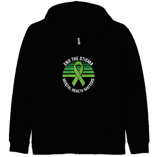 End The Stigma Mental Health Matters Zip Hoodies