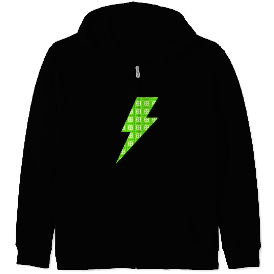 Patterned Lightning Symbol Zip Hoodies