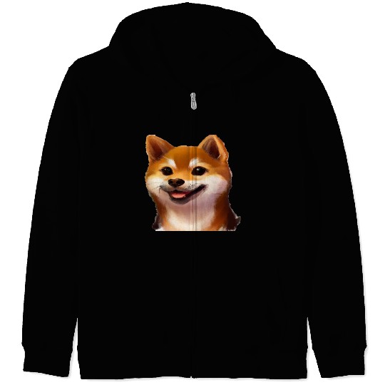 smiling little shiba inu puppy Sticker Zip Hoodies