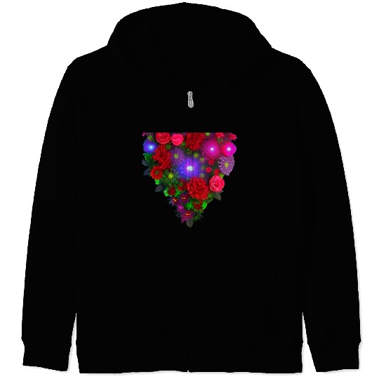 heart flower Zip Hoodies