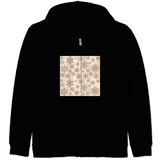 Beige Snowflakes Christmas Pattern Zip Hoodies